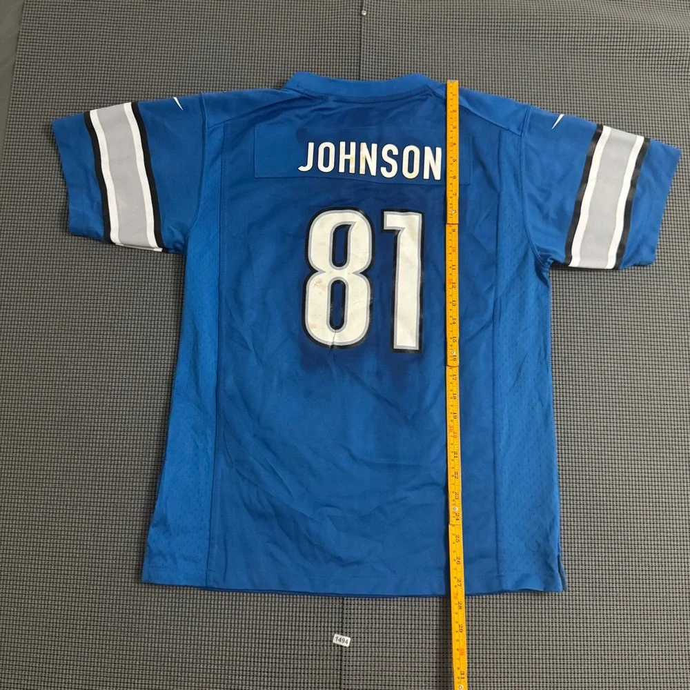 Nike Detroit Lions Calvin Johnson 81 Jersey Youth XL Blue NFL On Field Megatron
